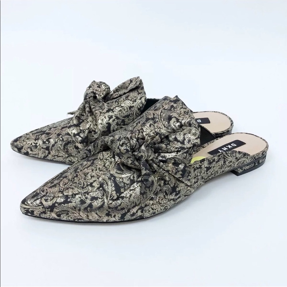 DKNY Black Gold Jacquard Loafers